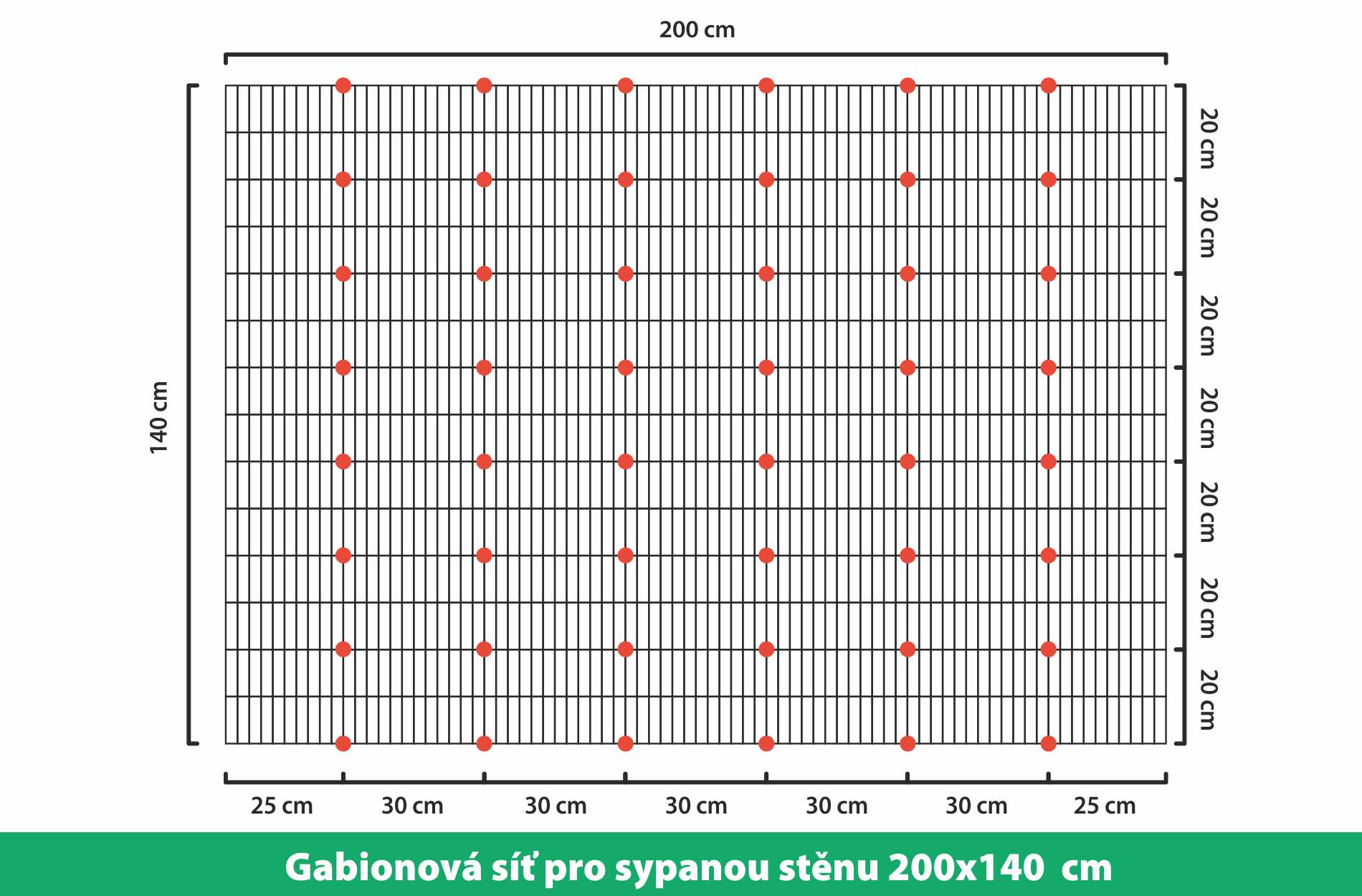 Spony STONE pro gabionovou síť s oky 25 x 100 mm, rozměr 200 x 140 cm